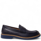 Italian Men Dark Blue Leather Shoes #4976